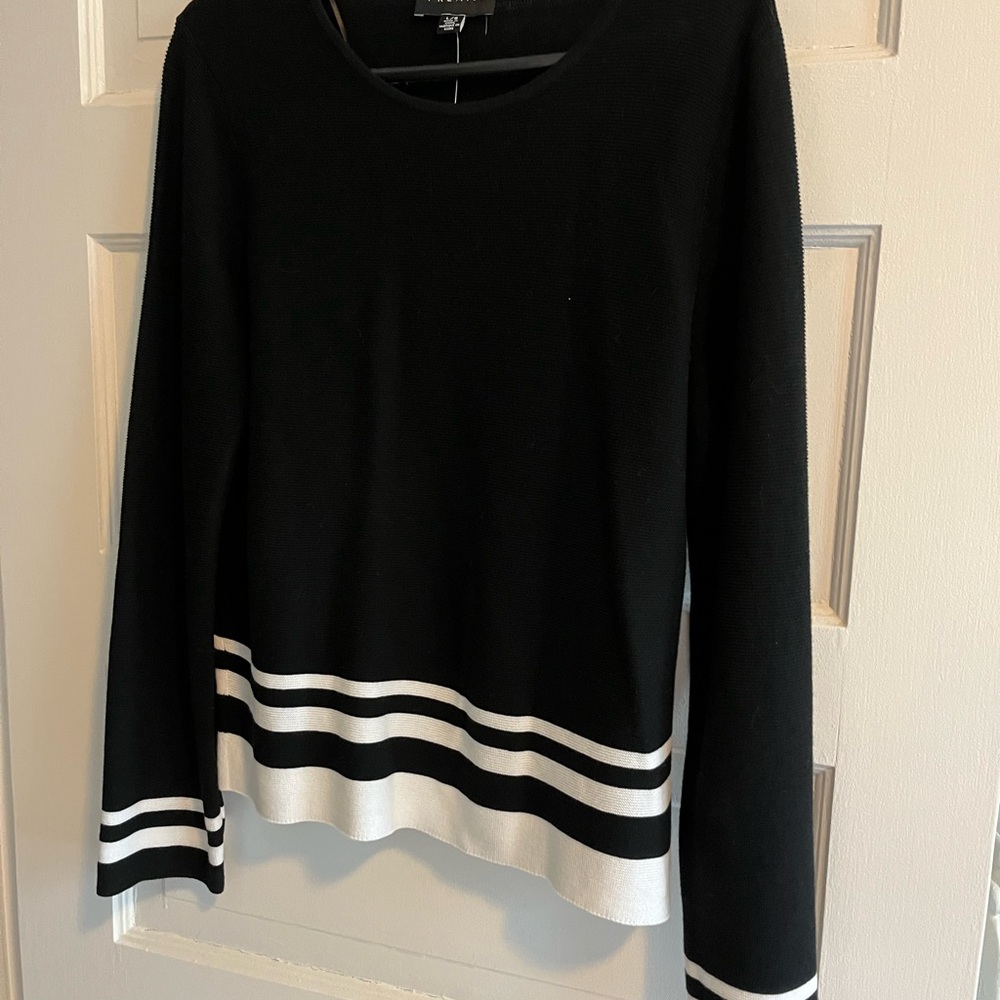 Black and White Striped Women's Sweater